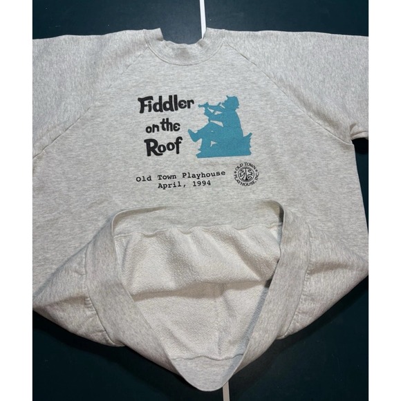 Vintage 90s Fiddler on the Roof Crewneck Sweatshirt XL Musical Theatre Raglan - Picture 8 of 13